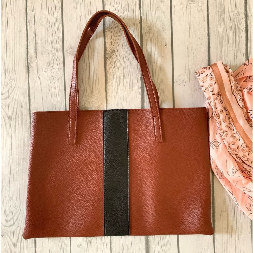 Vince Caluto luck bag brown tote bag with scarves